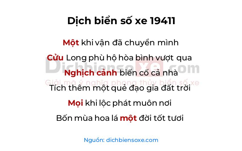 Dịch thơ biển số 19411