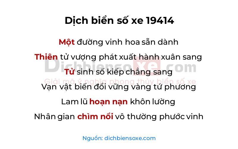Dịch thơ biển số 19414