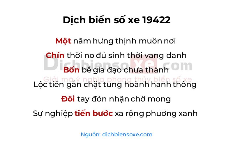Dịch thơ biển số 19422