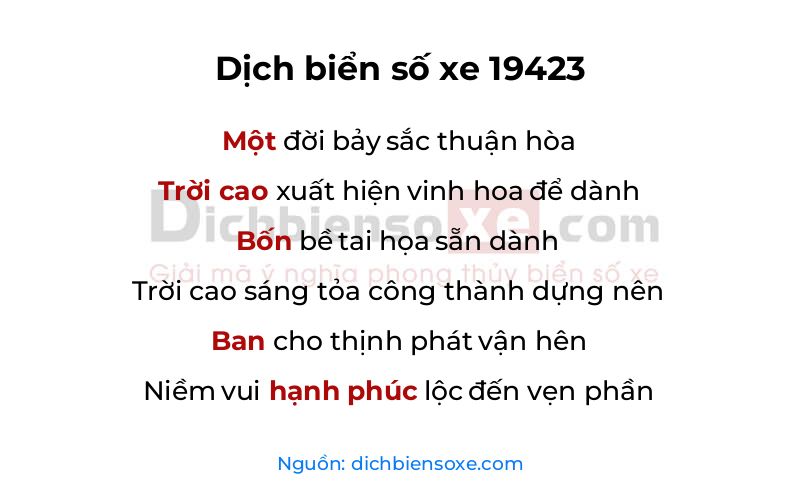 Dịch thơ biển số 19423