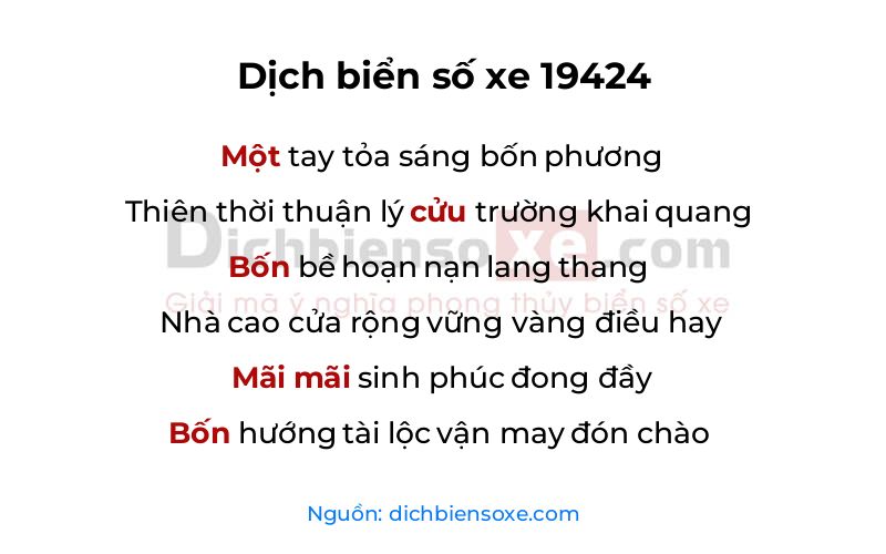 Dịch thơ biển số 19424