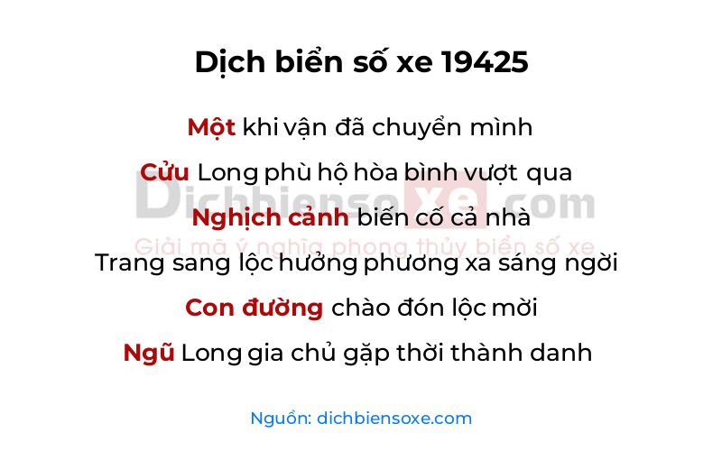 Dịch thơ biển số 19425