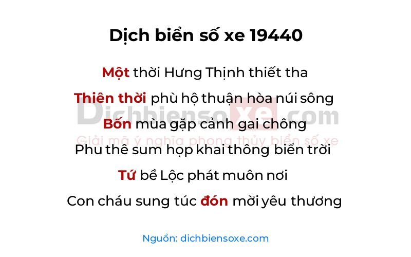 Dịch thơ biển số 19440