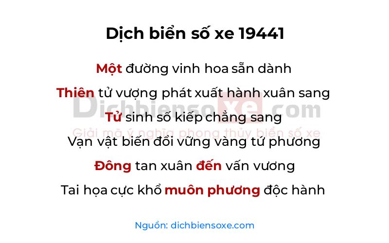 Dịch thơ biển số 19441