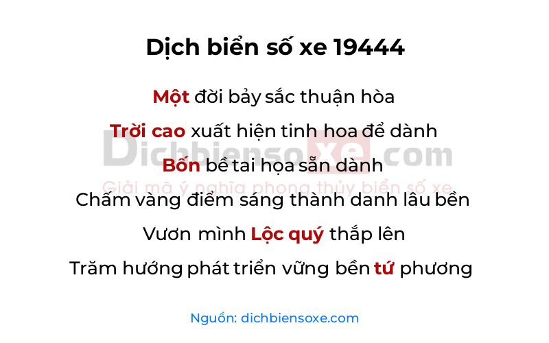 Dịch thơ biển số 19444