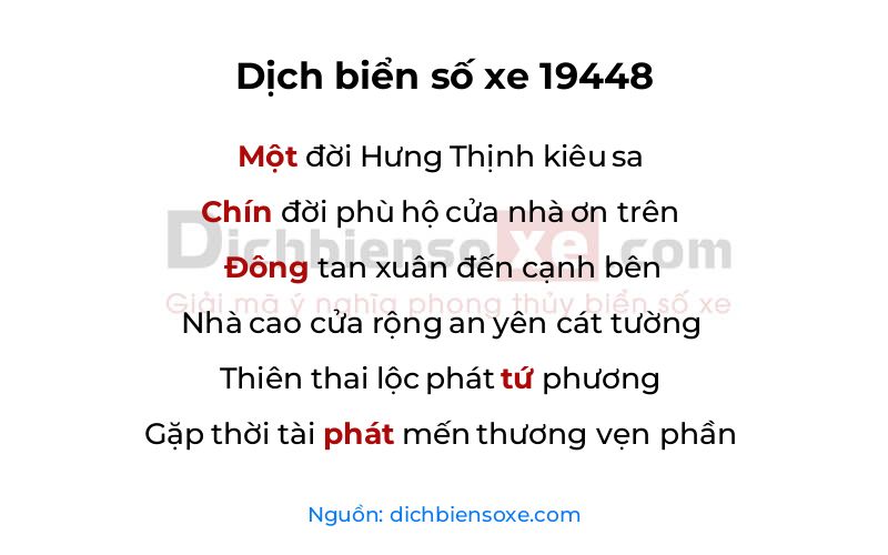 Dịch thơ biển số 19448