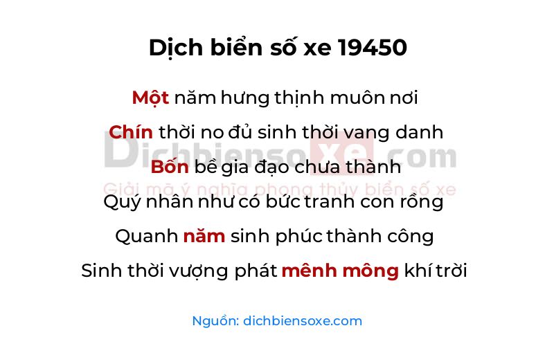 Dịch thơ biển số 19450