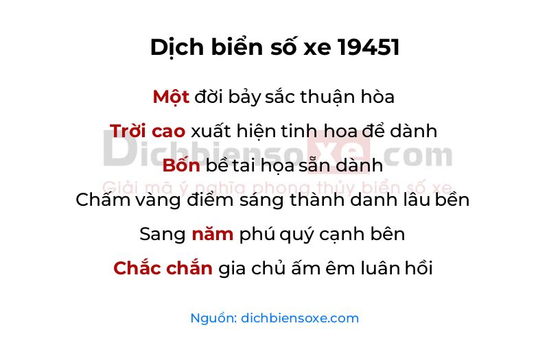 Dịch thơ biển số 19451
