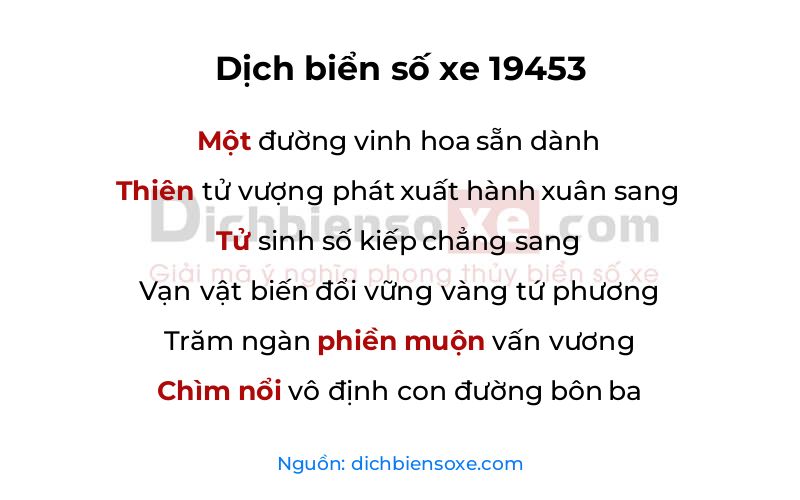 Dịch thơ biển số 19453