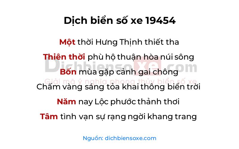 Dịch thơ biển số 19454