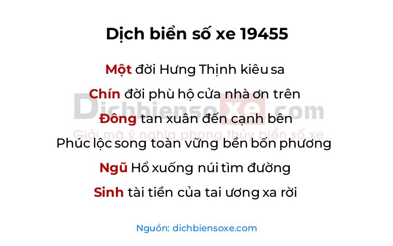 Dịch thơ biển số 19455