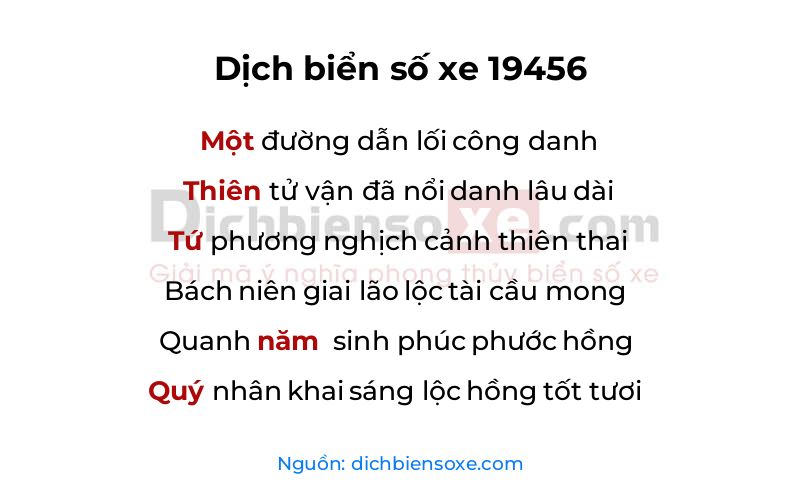Dịch thơ biển số 19456