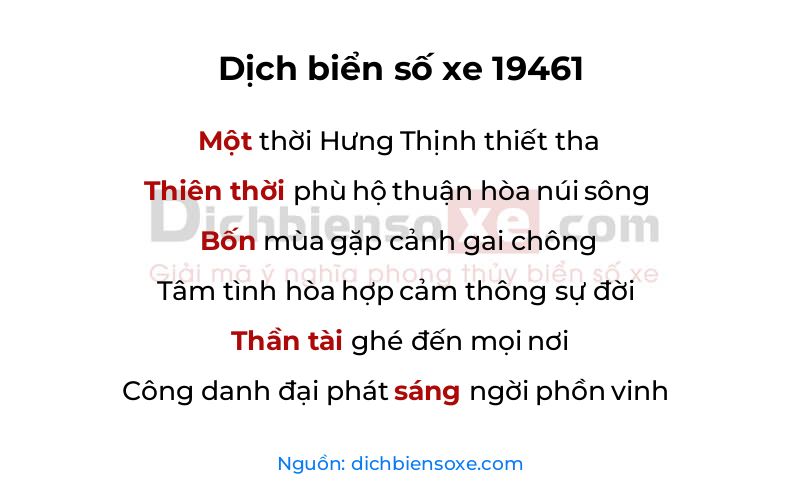 Dịch thơ biển số 19461