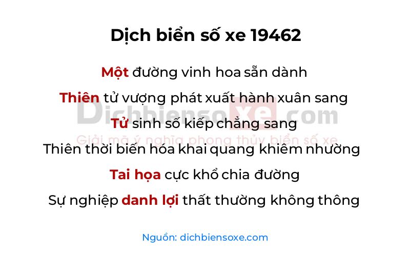 Dịch thơ biển số 19462