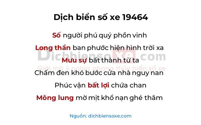 Dịch thơ biển số 19464