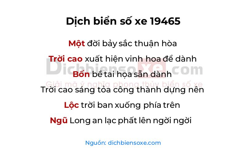 Dịch thơ biển số 19465