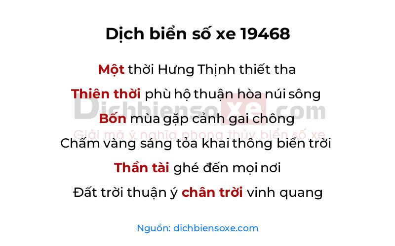 Dịch thơ biển số 19468