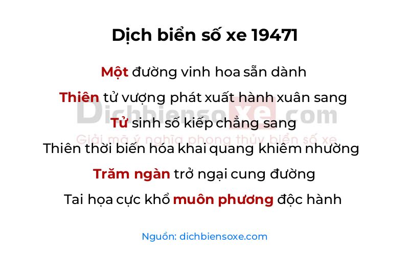Dịch thơ biển số 19471