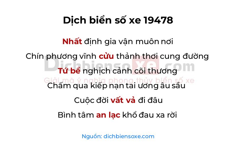 Dịch thơ biển số 19478