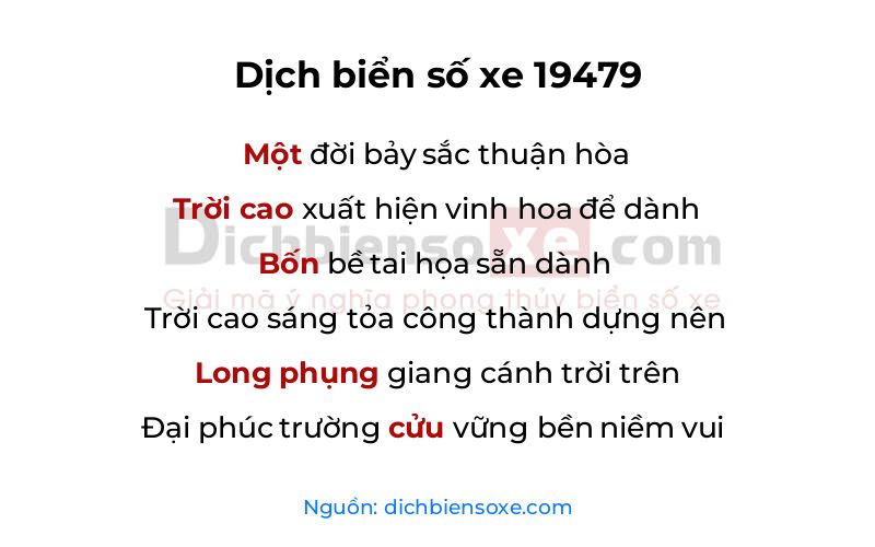 Dịch thơ biển số 19479