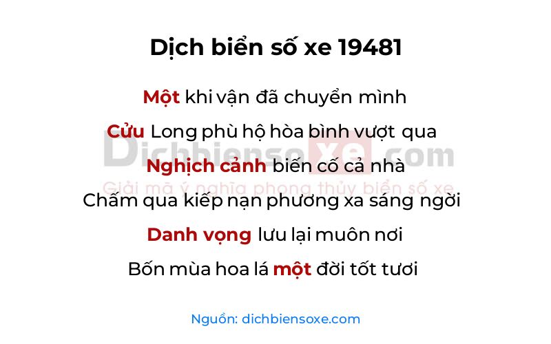 Dịch thơ biển số 19481