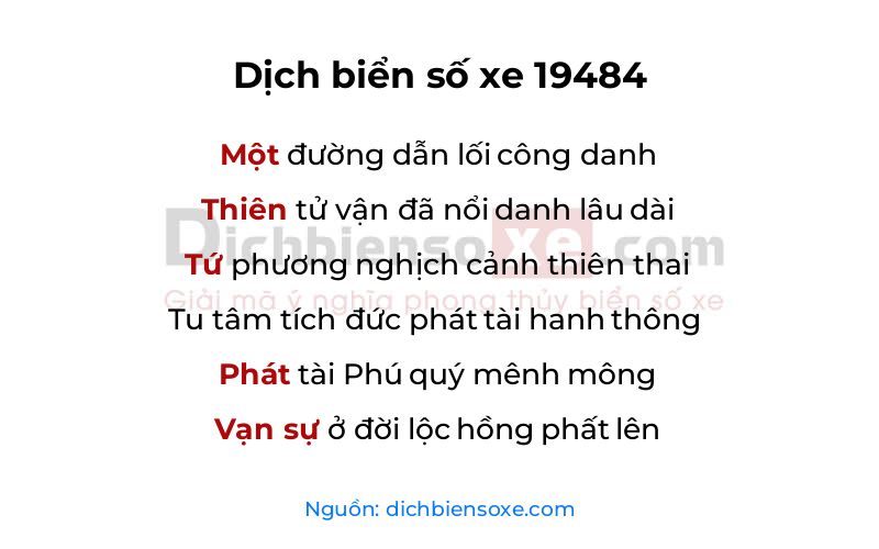 Dịch thơ biển số 19484