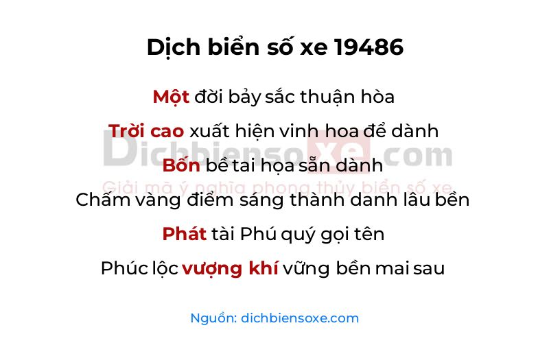 Dịch thơ biển số 19486
