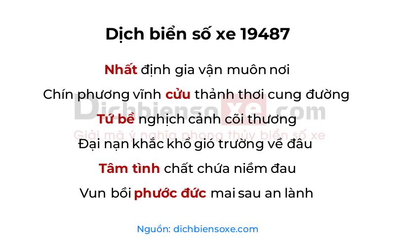 Dịch thơ biển số 19487