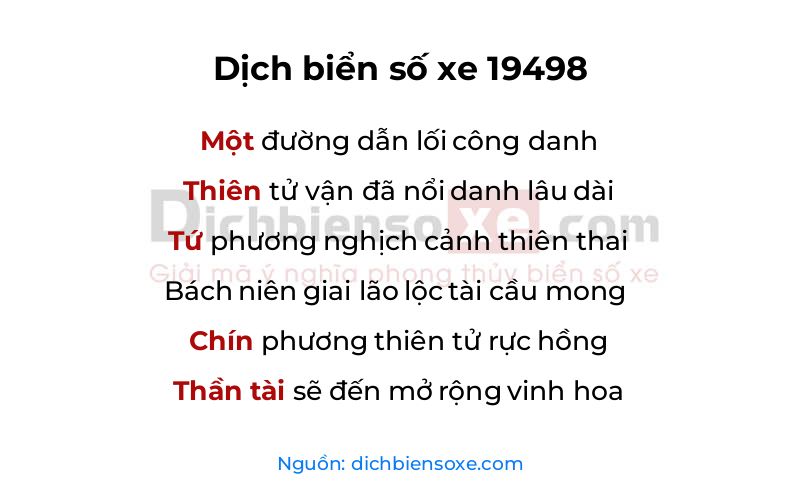 Dịch thơ biển số 19498