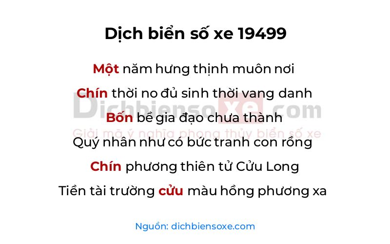 Dịch thơ biển số 19499