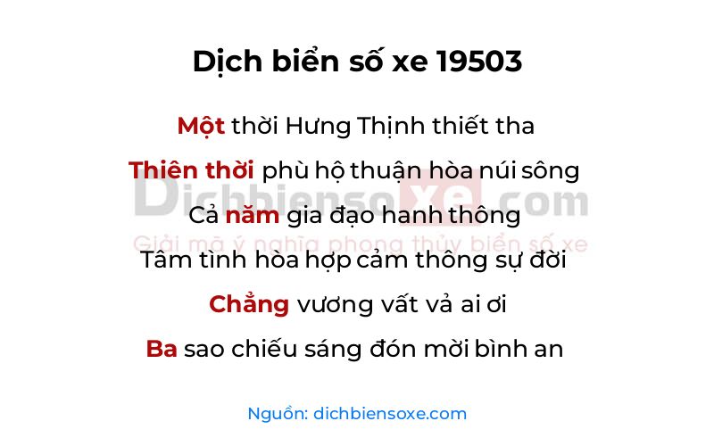 Dịch thơ biển số 19503