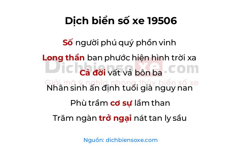 Dịch thơ biển số 19506