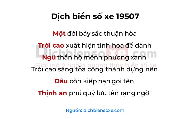 Dịch thơ biển số 19507