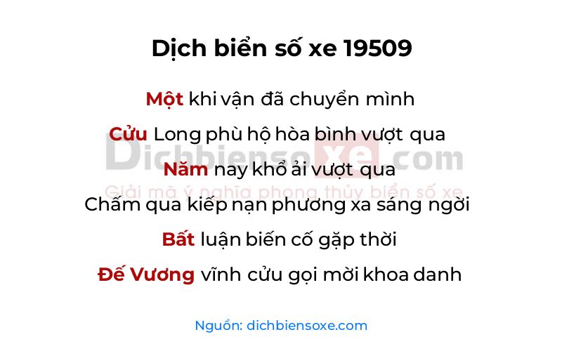 Dịch thơ biển số 19509