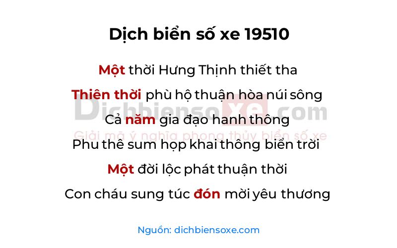 Dịch thơ biển số 19510