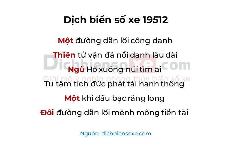 Dịch thơ biển số 19512