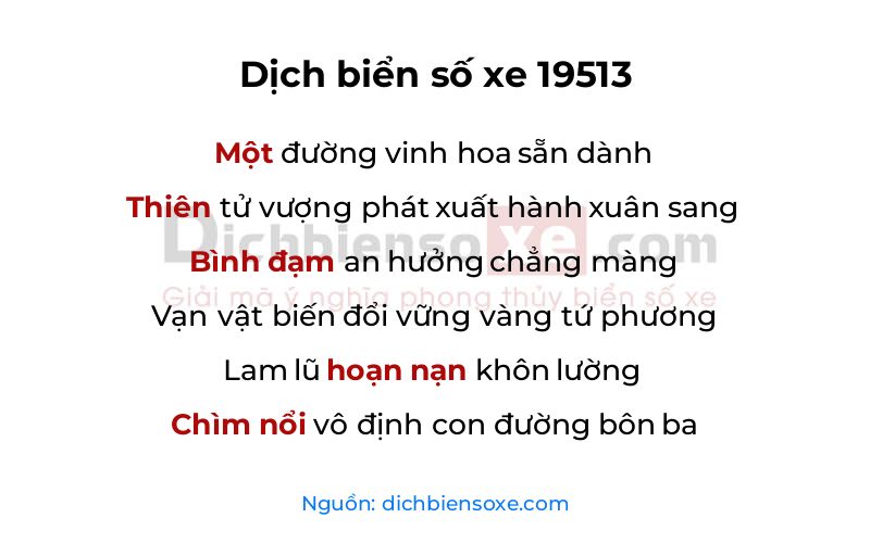 Dịch thơ biển số 19513