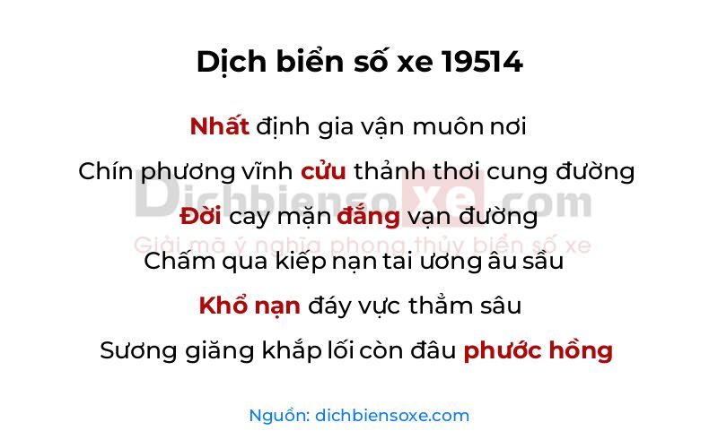 Dịch thơ biển số 19514