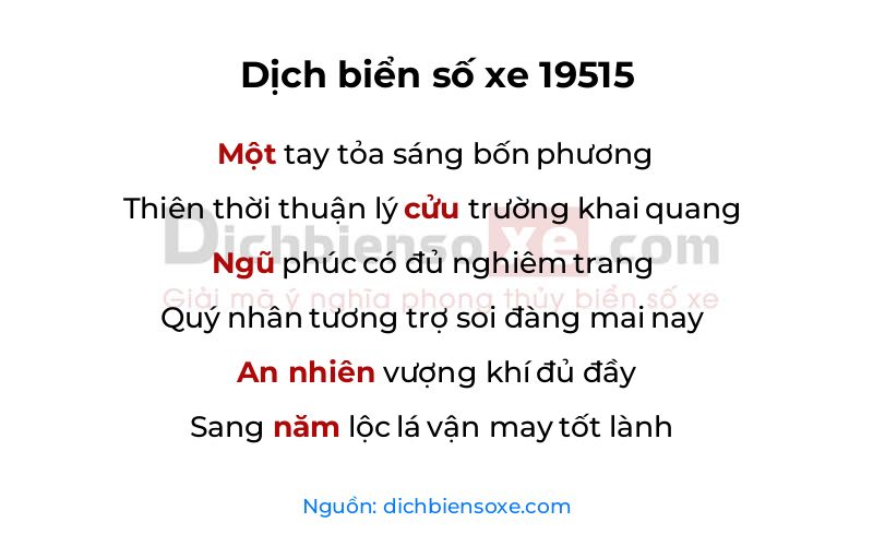 Dịch thơ biển số 19515