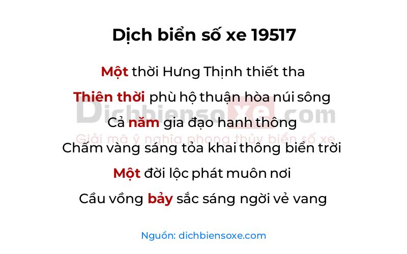 Dịch thơ biển số 19517