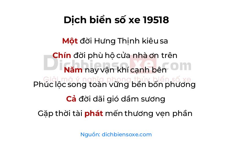 Dịch thơ biển số 19518