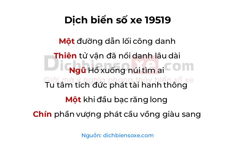 Dịch thơ biển số 19519