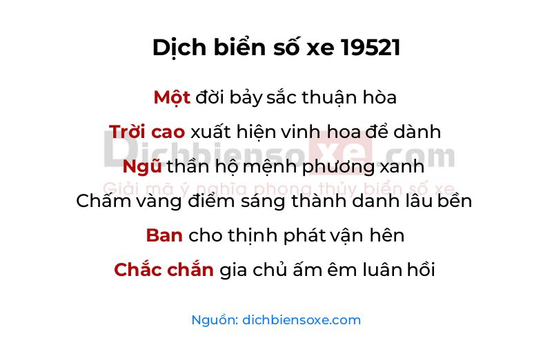 Dịch thơ biển số 19521