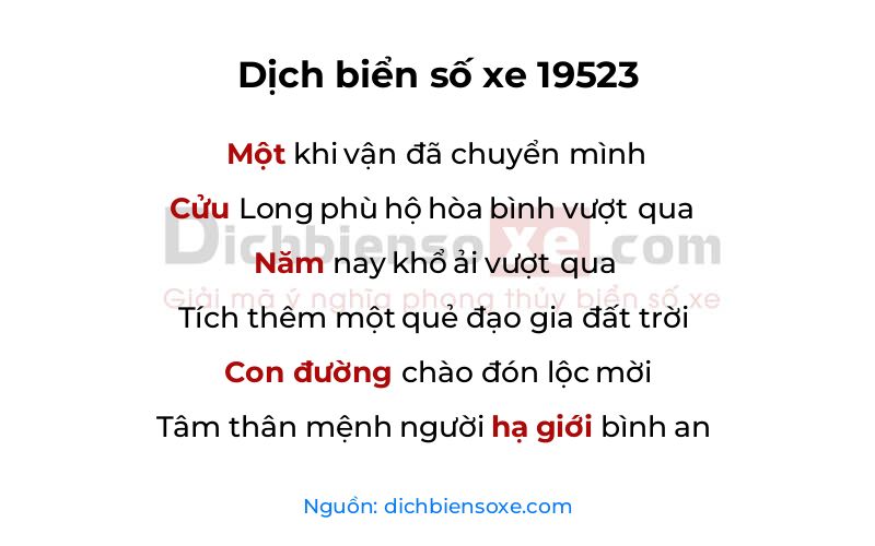 Dịch thơ biển số 19523