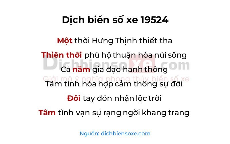 Dịch thơ biển số 19524