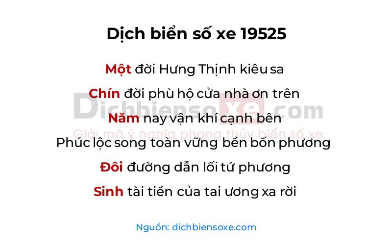Dịch thơ biển số 19525