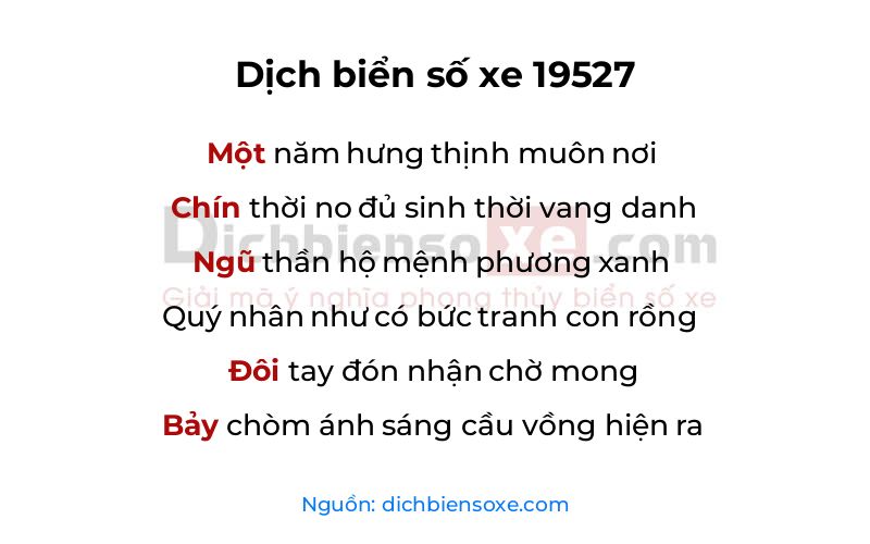 Dịch thơ biển số 19527
