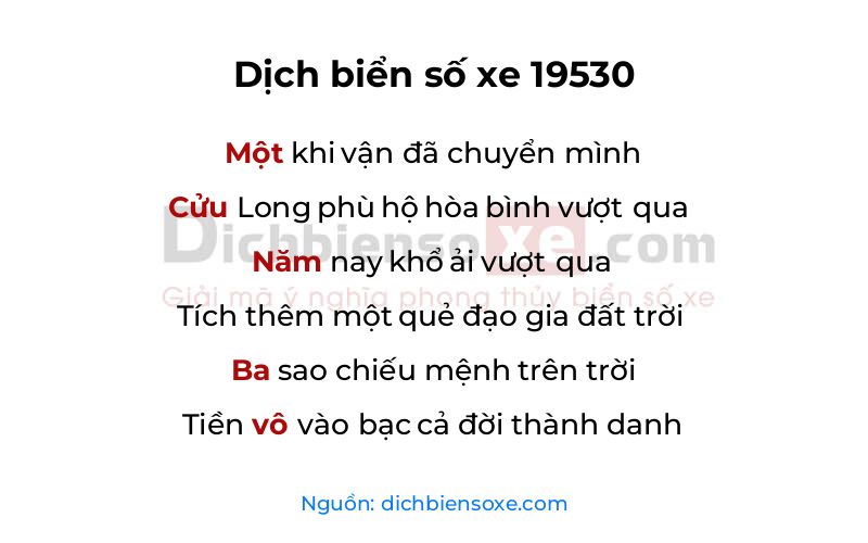 Dịch thơ biển số 19530