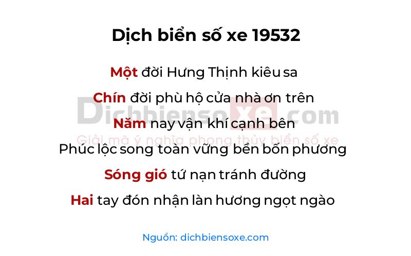 Dịch thơ biển số 19532