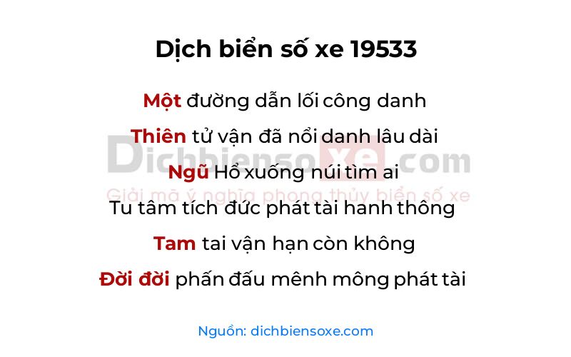 Dịch thơ biển số 19533